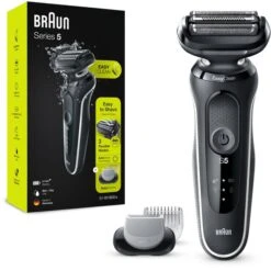 Braun Elektrorasierer Series 5 51-W1600s, Weiß, Wet & Dry, Mit EasyClick-Bodygroomer