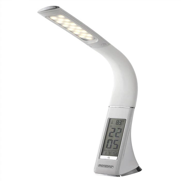 Monzana Schreibtischlampe LED, Dimmbar, Uhr, Temperatur, Kalender, Weiß 3 Monzana Schreibtischlampe LED, Dimmbar, Uhr, Temperatur, Kalender, Weiß