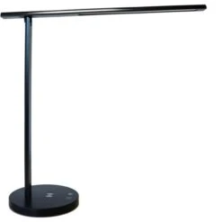 Unilux Schreibtischlampe Diva Schwarz, Dimmbar, USB, Qi-Ladegerät, Mit Standfuß