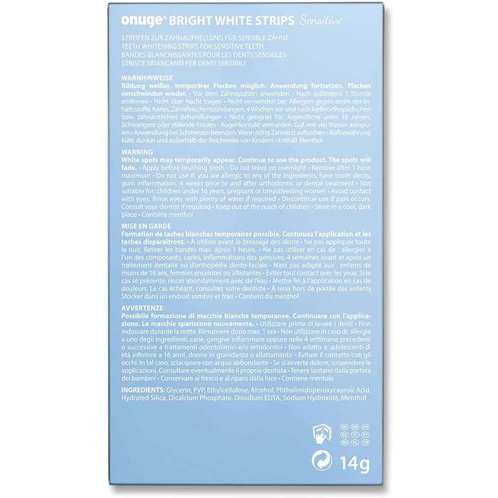 Onuge Zahnaufhellung Bright White Sensitive, Strips, Empfindliche Zähne, 28 Stück Für 14 Tage 8 Onuge Zahnaufhellung Bright White Sensitive, Strips, Empfindliche Zähne, 28 Stück Für 14 Tage – Bild 6