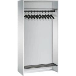 CP-Möbel Garderobenständer Serie 8070, Mit Ablagen, Metall, Lichtgrau
