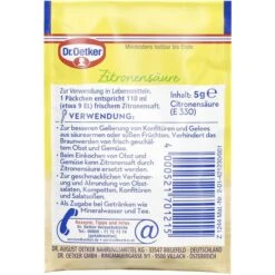 Dr. Oetker Zitronensäure Dr.Oetker Pulver, In Lebensmittelqualität, 25g -Küche Fach Geschäft 1403fb34a50719639a583a303026b2acfd00b987 zitronensaeure dr.oetker
