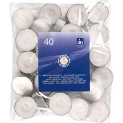 Gies-Kerzen Teelichter 205-455000-10, Maxi, Weiß, Ø 58 Mm, Höhe 22 Mm, 10h Brenndauer, 40 Stück