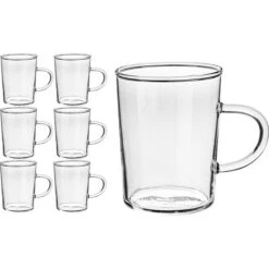 Van-Well Kaffeegläser Ceylon, Mit Henkel, 220ml, 6 Stück