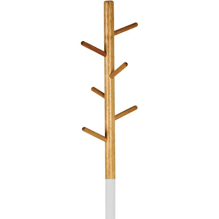 Haku-Möbel Garderobenständer 14386, Mit 6 Haken, Metall / Massivholz, Weiß / Natur 6 Haku-Möbel Garderobenständer 14386, Mit 6 Haken, Metall / Massivholz, Weiß / Natur – Bild 4