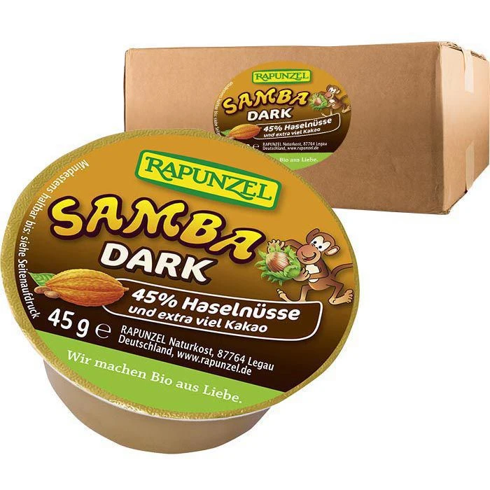 Rapunzel Brotaufstrich Samba Dark, BIO, Zartbitter Schoko-Nuss-Creme, 11 Stück, 495g 3 Rapunzel Brotaufstrich Samba Dark, BIO, Zartbitter Schoko-Nuss-Creme, 11 Stück, 495g