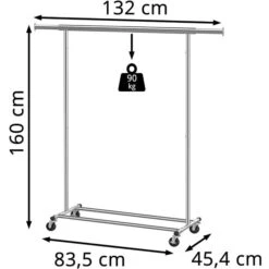 Songmics Garderobenständer HSR13S, Bis 90 Kg, Mit Rollen, Ausziehbar, Metall, Silber 8 Songmics Garderobenständer HSR13S, Bis 90 Kg, Mit Rollen, Ausziehbar, Metall, Silber -Küche Fach Geschäft 18dba830bb466213e51b00204da127e7c8be7f43 garderobenstaender songmics hsr13s bis 90 kg
