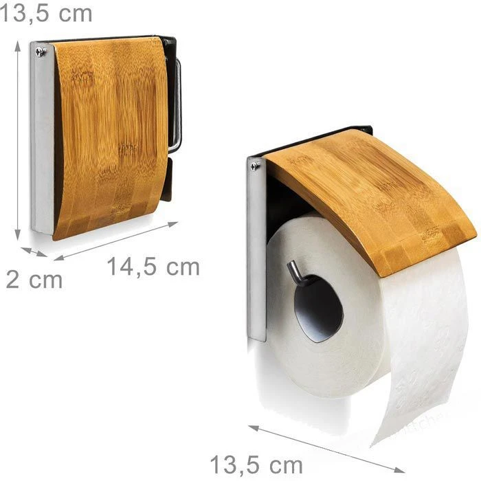 Toilettenpapierspender Relaxdays Bambus Und Edelstahl, Für 1 Kleinrolle, Braun 5 Toilettenpapierspender Relaxdays Bambus Und Edelstahl, Für 1 Kleinrolle, Braun – Bild 3