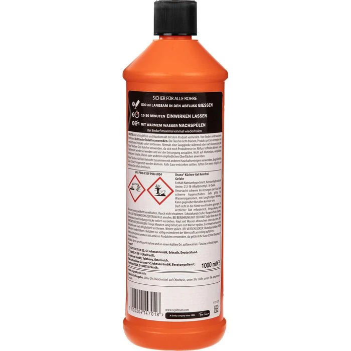 Drano Rohrreiniger Küchen-Gel, Beseitigt Rohrverstopfungen, 1 Liter 4 Drano Rohrreiniger Küchen-Gel, Beseitigt Rohrverstopfungen, 1 Liter – Bild 2