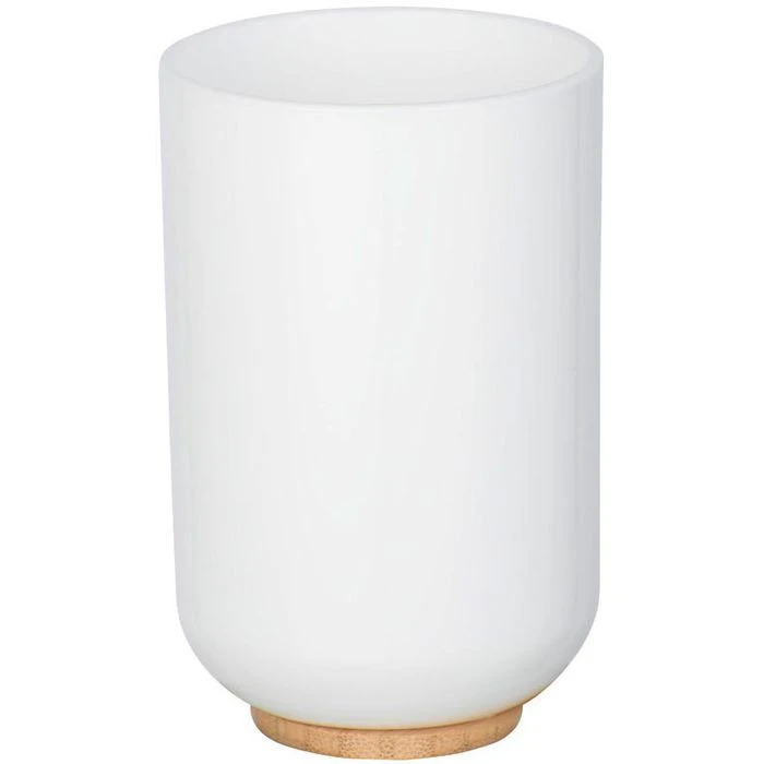 Wenko Zahnputzbecher Posa, Kunststoff, Mit Bambus Highlight, Weiß 3 Wenko Zahnputzbecher Posa, Kunststoff, Mit Bambus Highlight, Weiß