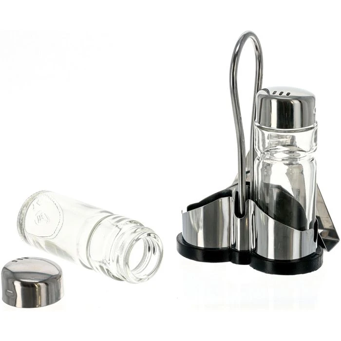 Contacto Salz-und-Pfefferstreuer 1416002, Set Mit Menage, Glas / Edelstahl 6 Contacto Salz-und-Pfefferstreuer 1416002, Set Mit Menage, Glas / Edelstahl – Bild 4