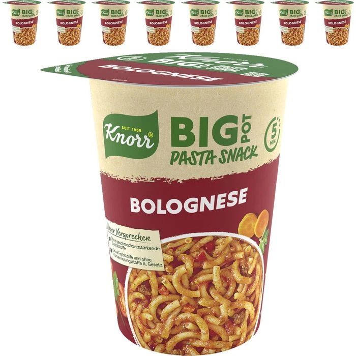 Knorr Fertiggericht Big Pasta Snack, Bolognese, Je 88g, 8 Stück 3 Knorr Fertiggericht Big Pasta Snack, Bolognese, Je 88g, 8 Stück