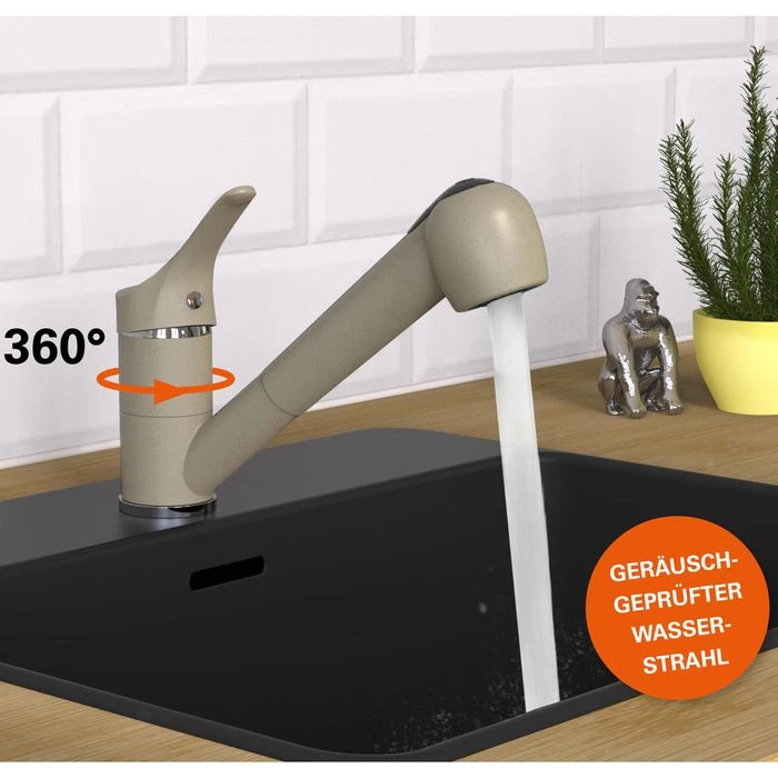 Schütte Küchenarmatur Granit, Beige, Hochdruck, Schwenkbar, Ausziehbarer Auslauf 5 Schütte Küchenarmatur Granit, Beige, Hochdruck, Schwenkbar, Ausziehbarer Auslauf – Bild 3