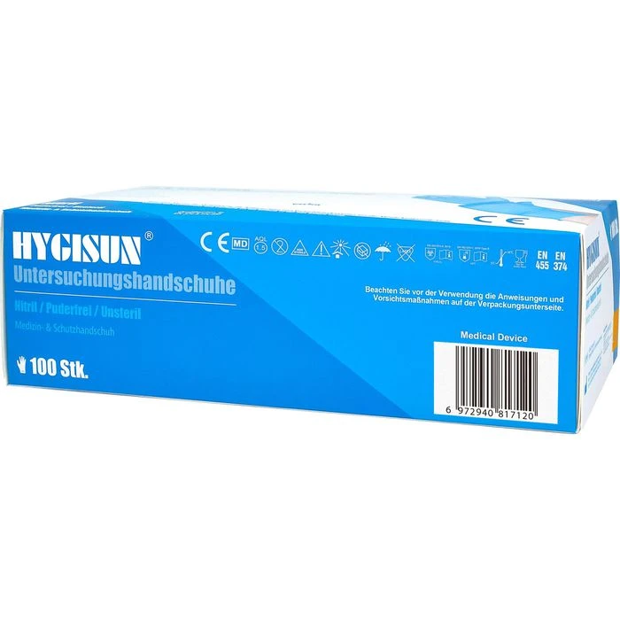 HYGISUN Einmalhandschuhe Intco Nitril, Puderfrei, Blau, 100 Stück, Größe M 6 HYGISUN Einmalhandschuhe Intco Nitril, Puderfrei, Blau, 100 Stück, Größe M – Bild 4