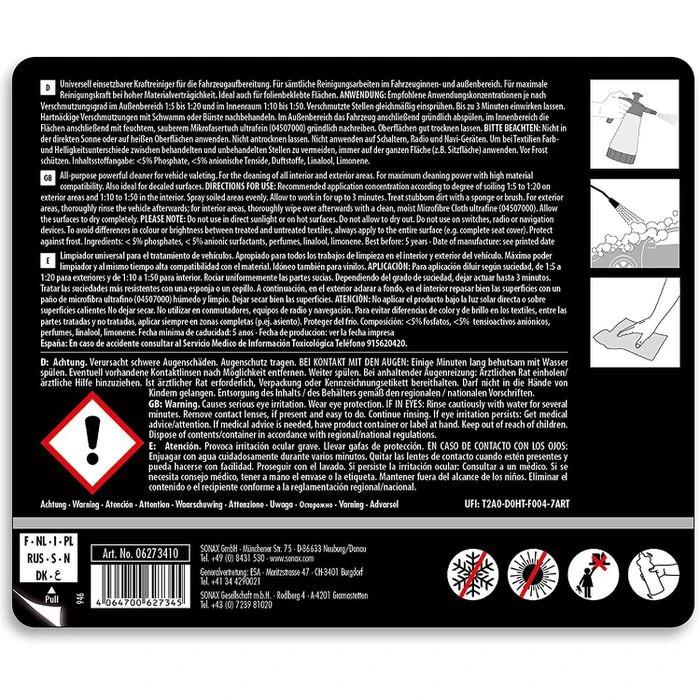 Sonax Universalreiniger Profiline Multistar, Kraftreiniger, Konzentrat, 06273410, 1 Liter 9 Sonax Universalreiniger Profiline Multistar, Kraftreiniger, Konzentrat, 06273410, 1 Liter – Bild 7