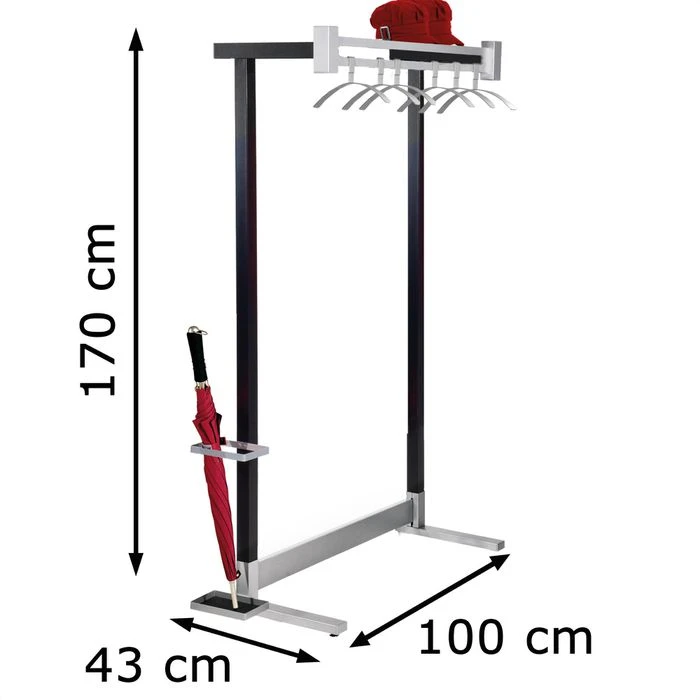 Kerkmann Garderobenständer Montana, 6553, Mit Hutablage, Metall, Schwarz / Silber 4 Kerkmann Garderobenständer Montana, 6553, Mit Hutablage, Metall, Schwarz / Silber – Bild 2