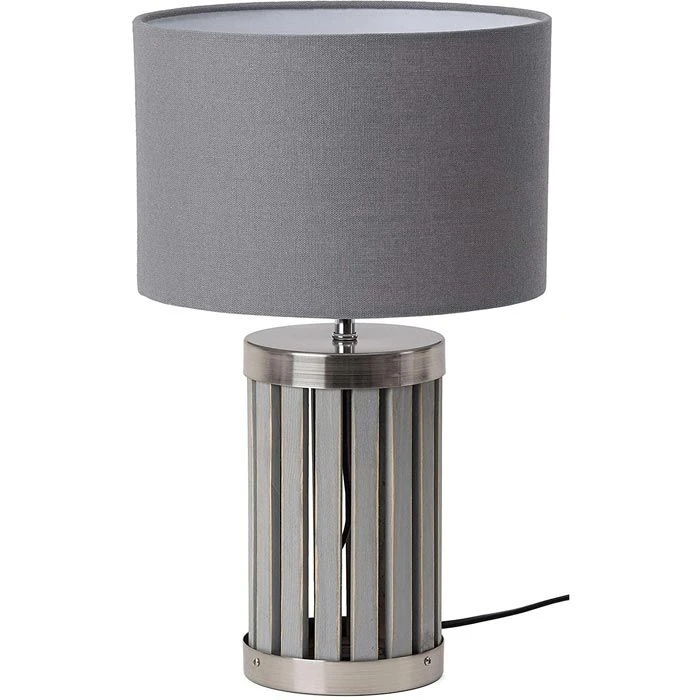 Schreibtischlampe BRUBAKER Grau, Holz-Chrom-Standfuß, 2 Stück 4 Schreibtischlampe BRUBAKER Grau, Holz-Chrom-Standfuß, 2 Stück – Bild 2