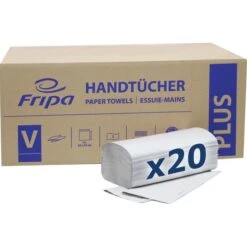 Fripa Papierhandtücher Plus, 1-lagig, Natur, Zick-Zack-Falz, 25 X 23 Cm, 5000 Stück