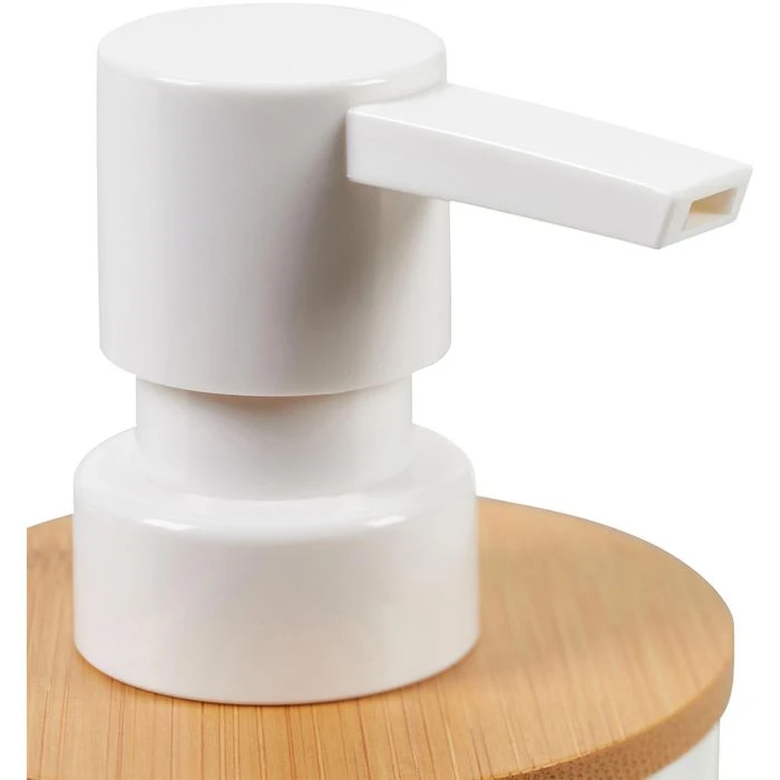 Relaxdays Seifenspender Rund, Bambus Und Kunststoff, Weiß / Braun, 340ml 7 Relaxdays Seifenspender Rund, Bambus Und Kunststoff, Weiß / Braun, 340ml – Bild 5