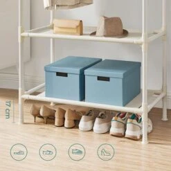 Songmics Garderobenständer RDR02WT, Bis 70 Kg, Mit 2 Kleiderstangen Und 2 Ablagen, Metall, Weiß -Küche Fach Geschäft 3b6602997fae0ee6d4a3f0bc1f36739d1847e85d garderobenstaender songmics rdr02wt bis 70 kg