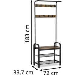 Vasagle Garderobenständer HSR40B, Vintage, Mit 9 Haken, Metall / Holz, Schwarz / Braun -Küche Fach Geschäft 3bf246c0ef2ed9ef547aeaaff757f006c365f1f9 garderobenstaender vasagle hsr40b vintage