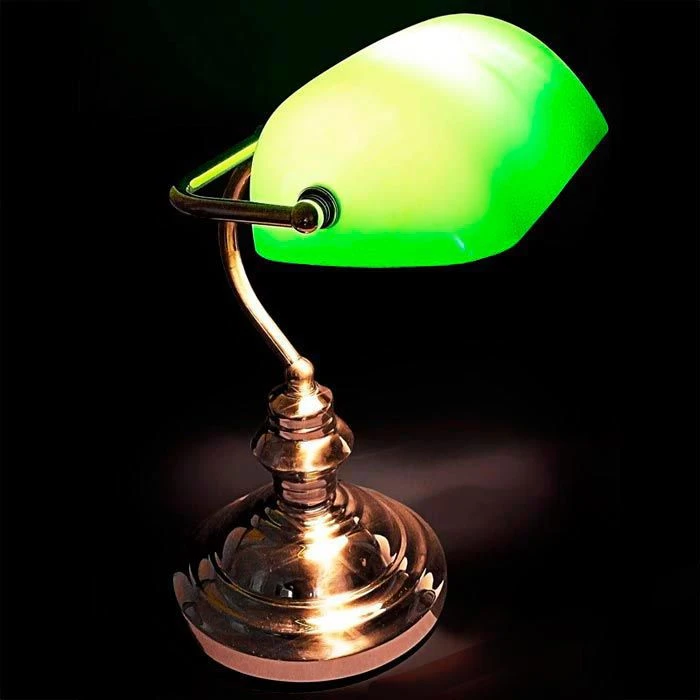 Globo Schreibtischlampe Antique Bankerlampe, Messing Poliert, Standfuß, Grün 4 Globo Schreibtischlampe Antique Bankerlampe, Messing Poliert, Standfuß, Grün – Bild 2