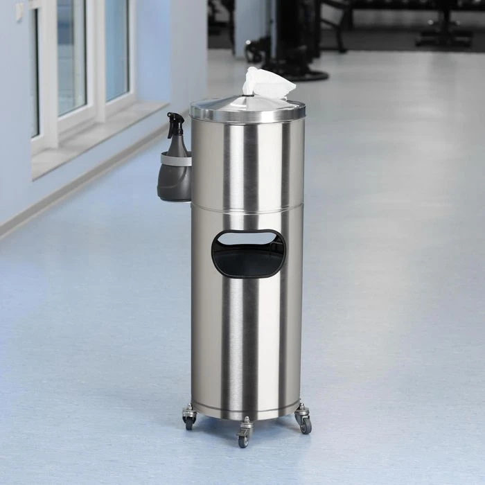 VAR Handtuchspender 2016, Desinfektionsstation, Abfallkorb, Rollenhandtücher, Fahrbar, Edelstahl 4 VAR Handtuchspender 2016, Desinfektionsstation, Abfallkorb, Rollenhandtücher, Fahrbar, Edelstahl – Bild 2