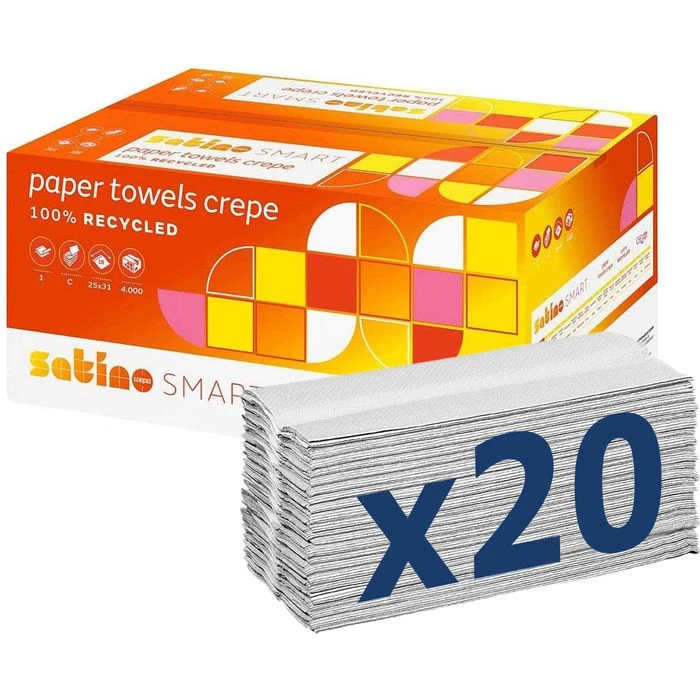 Satino Papierhandtücher Smart 268180, Weiß, 1-lagig, Lagen-Falz, 25 X 31 Cm, 4000 Stück 3 Satino Papierhandtücher Smart 268180, Weiß, 1-lagig, Lagen-Falz, 25 X 31 Cm, 4000 Stück