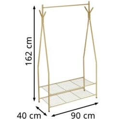 Relaxdays Garderobenständer Sandra, 10020565, Mit 2 Ablagen & 4 Haken, Metall, Hellbraun -Küche Fach Geschäft 4637ec5e6aa467df0746beb146f08dcbeabecafd garderobenstaender relaxdays sandra 10020565