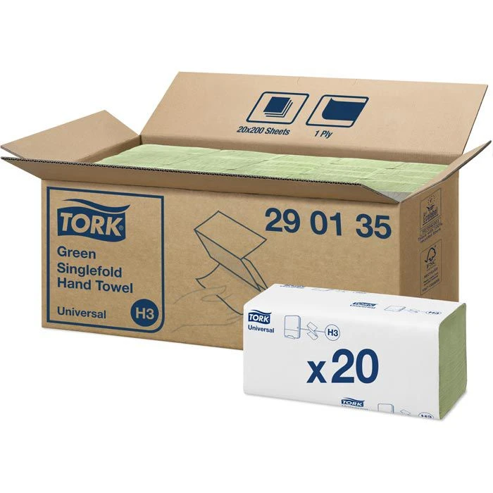 Tork 290135 Universal, 1-lagig, 25x23 Cm, Grün, Zick-Zack, H3, 4000 Stück, Papierhandtücher 3 Tork 290135 Universal, 1-lagig, 25x23 Cm, Grün, Zick-Zack, H3, 4000 Stück, Papierhandtücher
