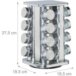 Relaxdays Gewürzständer 10026459, Edelstahl, Gewürzkarussell Mit 16 Gewürzgläsern, Drehbar -Küche Fach Geschäft 4b300b7ad17d0f2ff1fa375de94f75e80f673bf3 gewuerzstaender relaxdays 10026459 silber edelstahl