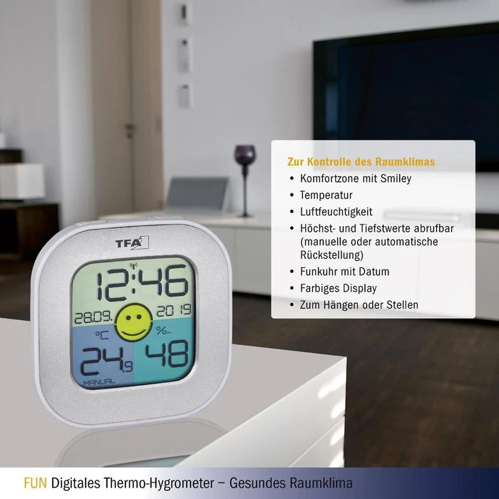TFA Thermo-Hygrometer 30.5050.54 Innen, Digital, Silber 5 TFA Thermo-Hygrometer 30.5050.54 Innen, Digital, Silber – Bild 3