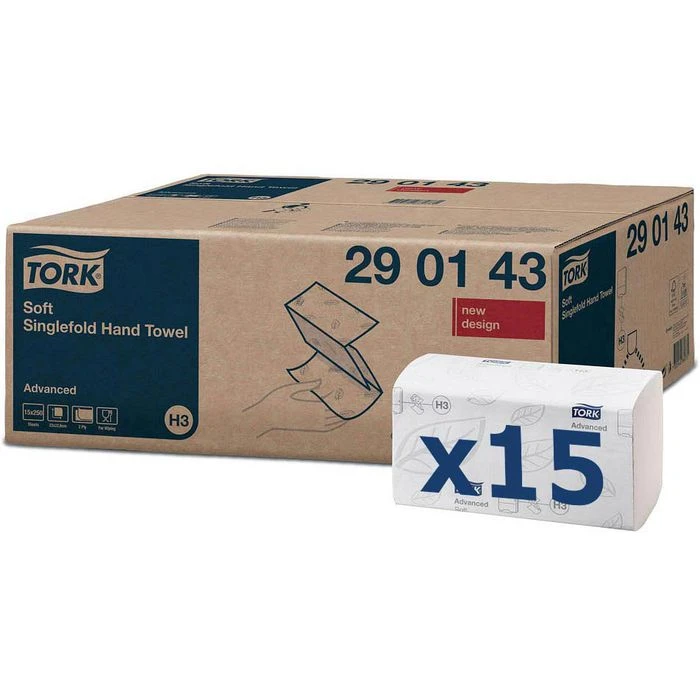 Tork Papierhandtücher Advanced, 290143, H3, Weiß, 2-lagig, Zick-Zack-Falz, 22,6 X 23 Cm, 3750 Stück 3 Tork Papierhandtücher Advanced, 290143, H3, Weiß, 2-lagig, Zick-Zack-Falz, 22,6 X 23 Cm, 3750 Stück