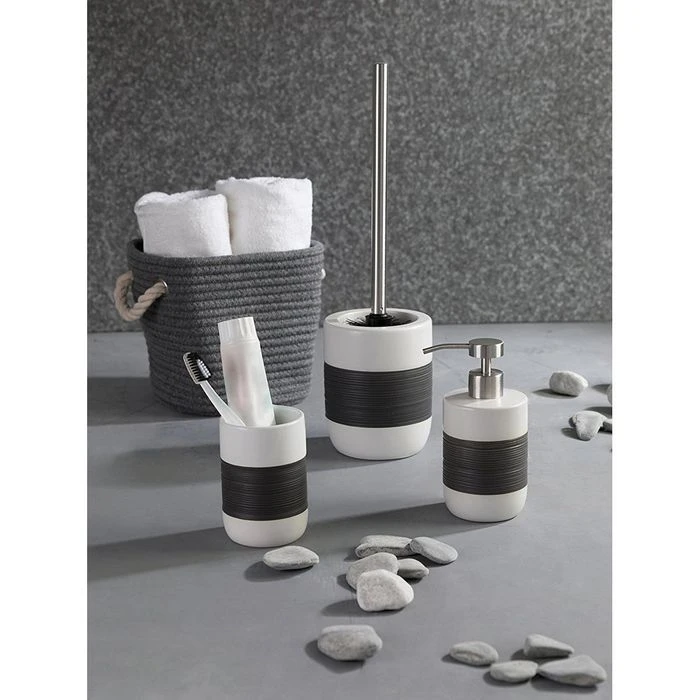 Axentia WC-Bürste Athen, Weiß / Grau, Bürstenhalter Aus Keramik 6 Axentia WC-Bürste Athen, Weiß / Grau, Bürstenhalter Aus Keramik – Bild 4
