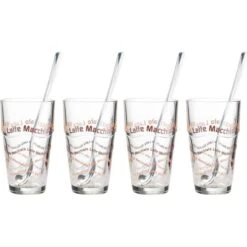 Ritzenhoff&Breker Kaffeegläser Latte Macchiato, Set Mit Löffel, 370ml, 8-teilig