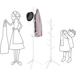 Vasagle Garderobenständer RCR04WT, Mit 8 Haken, Holz, Weiß -Küche Fach Geschäft 53e31015cb43e93b723e1c68c8787ec492a97868 garderobenstaender vasagle rcr04wt