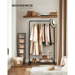 Songmics Garderobenständer HSR25BK, Bis 40 Kg, Mit Rollen & Ablage, Metall, Schwarz 16 Songmics Garderobenständer HSR25BK, Bis 40 Kg, Mit Rollen & Ablage, Metall, Schwarz -Küche Fach Geschäft 55431afaa8e307b12cacdc04a0233196642f50cb garderobenstaender songmics hsr25bk bis 40 kg