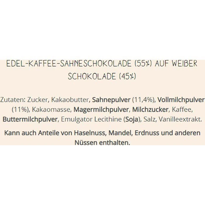 Merci Tafelschokolade Kaffee-Sahne, Kaffee-Sahneschokolade Auf Weißer Schokolade, 100g 6 Merci Tafelschokolade Kaffee-Sahne, Kaffee-Sahneschokolade Auf Weißer Schokolade, 100g – Bild 4