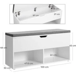 Vasagle Schuhregal Für 6 Paar, Aus Holz, Mit Sitzbank, 100 X 48 X 30cm, 2 Fächer, Weiß -Küche Fach Geschäft 56d067001d2c98e767032325f7478836b53d80d9 schuhregal vasagle fuer 6 paar aus holz