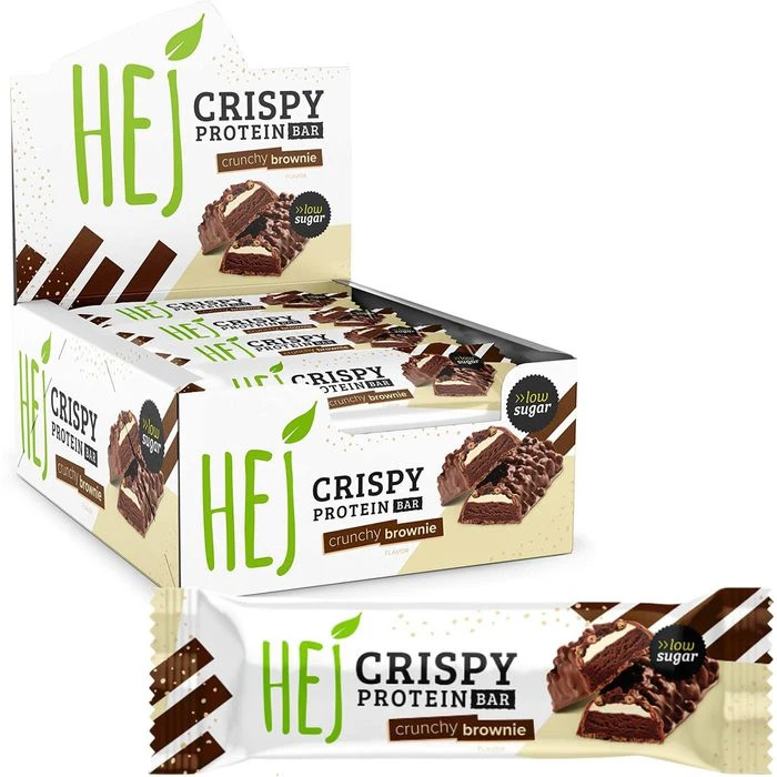 HEJ Proteinriegel Crispy Protein Bar Low Sugar, Crunchy Brownie, Je 45g, 12 Riegel 3 HEJ Proteinriegel Crispy Protein Bar Low Sugar, Crunchy Brownie, Je 45g, 12 Riegel
