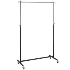 Jankurtz Garderobenständer Boston, 494209, Mit Rollen, Ausziehbar, Metall, Schwarz / Silber