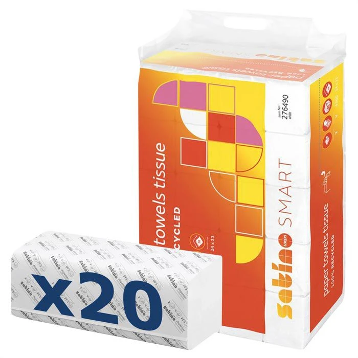 Satino Smart By Wepa Papierhandtücher 276490, Weiß, 2-lagig, Zick-Zack-Falz, 24 X 23 Cm, 4000 Stück 3 Satino Smart By Wepa Papierhandtücher 276490, Weiß, 2-lagig, Zick-Zack-Falz, 24 X 23 Cm, 4000 Stück