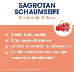 Sagrotan Seife Samt-Schaum Kirschblüte & Rose, Schaumseife, Pumpspender, Antibakteriell, 250ml -Küche Fach Geschäft 5f999e061472caca26bea3c1159eeb4244ad0431 seife sagrotan samt schaum kirschbluete und rose