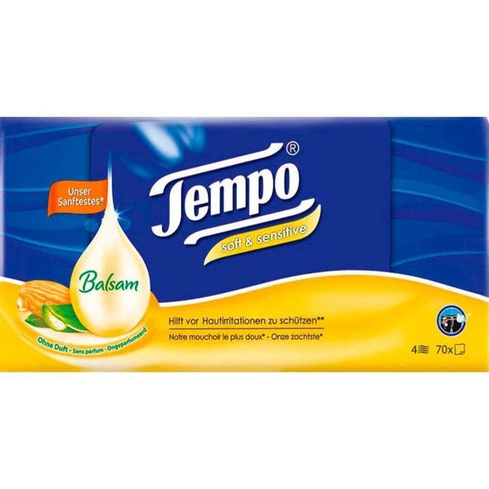 Tempo Taschentücher Soft & Sensitive, Box, 4-lagig, Mandelöl Und Aloe Vera, 2x 90 Tücher 6 Tempo Taschentücher Soft & Sensitive, Box, 4-lagig, Mandelöl Und Aloe Vera, 2x 90 Tücher – Bild 4