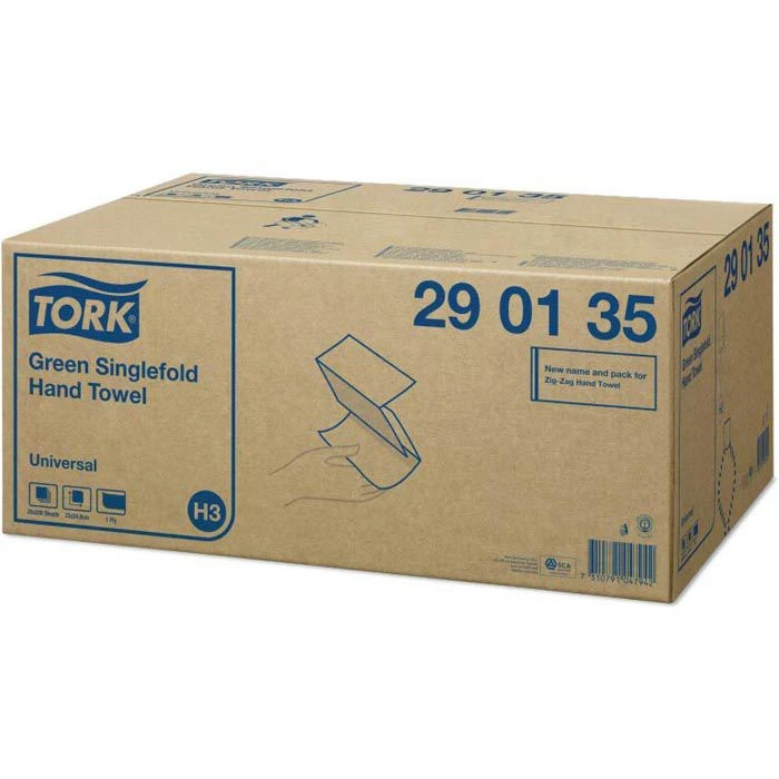 Tork 290135 Universal, 1-lagig, 25x23 Cm, Grün, Zick-Zack, H3, 4000 Stück, Papierhandtücher 6 Tork 290135 Universal, 1-lagig, 25x23 Cm, Grün, Zick-Zack, H3, 4000 Stück, Papierhandtücher – Bild 4
