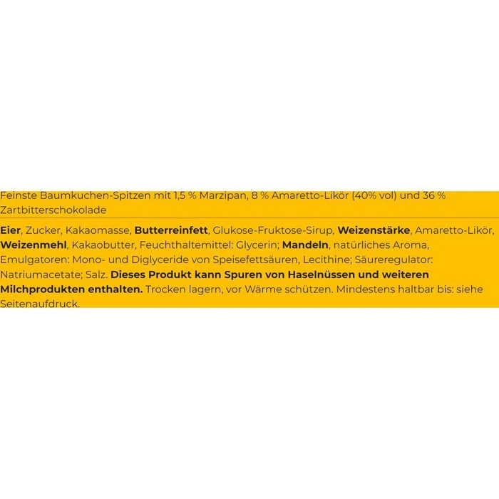 Kuchenmeister Baumkuchen Baumkuchenspitzen, Amaretto In Zartbitterschokolade, 125g 5 Kuchenmeister Baumkuchen Baumkuchenspitzen, Amaretto In Zartbitterschokolade, 125g – Bild 3