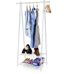 Songmics Garderobenständer HSR05W, Mit Schuhablage, Metall, Weiß 13 Songmics Garderobenständer HSR05W, Mit Schuhablage, Metall, Weiß -Küche Fach Geschäft 69e045a3dcff360ee679a2a21f6efbf8a6eeac6d garderobenstaender songmics hsr05w