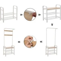 Vasagle Garderobenständer HSR40W, Mit 9 Haken, Metall / Holz, Weiß -Küche Fach Geschäft 6fc5d4a135f7921b2c47783c6e1b5f0aa51bbb3b garderobenstaender vasagle hsr40w