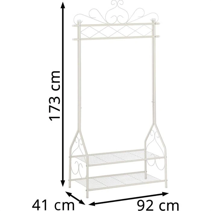 Songmics Garderobenständer HSR07W, Mit Schuhablage, Metall, Weiß 4 Songmics Garderobenständer HSR07W, Mit Schuhablage, Metall, Weiß – Bild 2