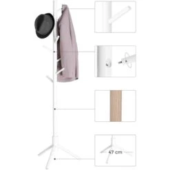 Vasagle Garderobenständer RCR04WT, Mit 8 Haken, Holz, Weiß -Küche Fach Geschäft 73d232e7f0b27761c679f48a218f921064d2076d garderobenstaender vasagle rcr04wt